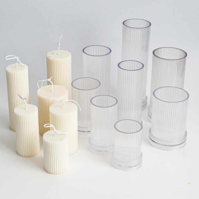 Candle Making Kit - แม่พิมพ์พลาสติกสำหรับทำเทียนทรงกระบอกลายเส้นละเอียดแบบ DIY ลายพินสไตรป์ แม่พิมพ์พลาสติกอะคริลิกสำหรับทำเทียน ชุดอุปกรณ์ทำเทียน