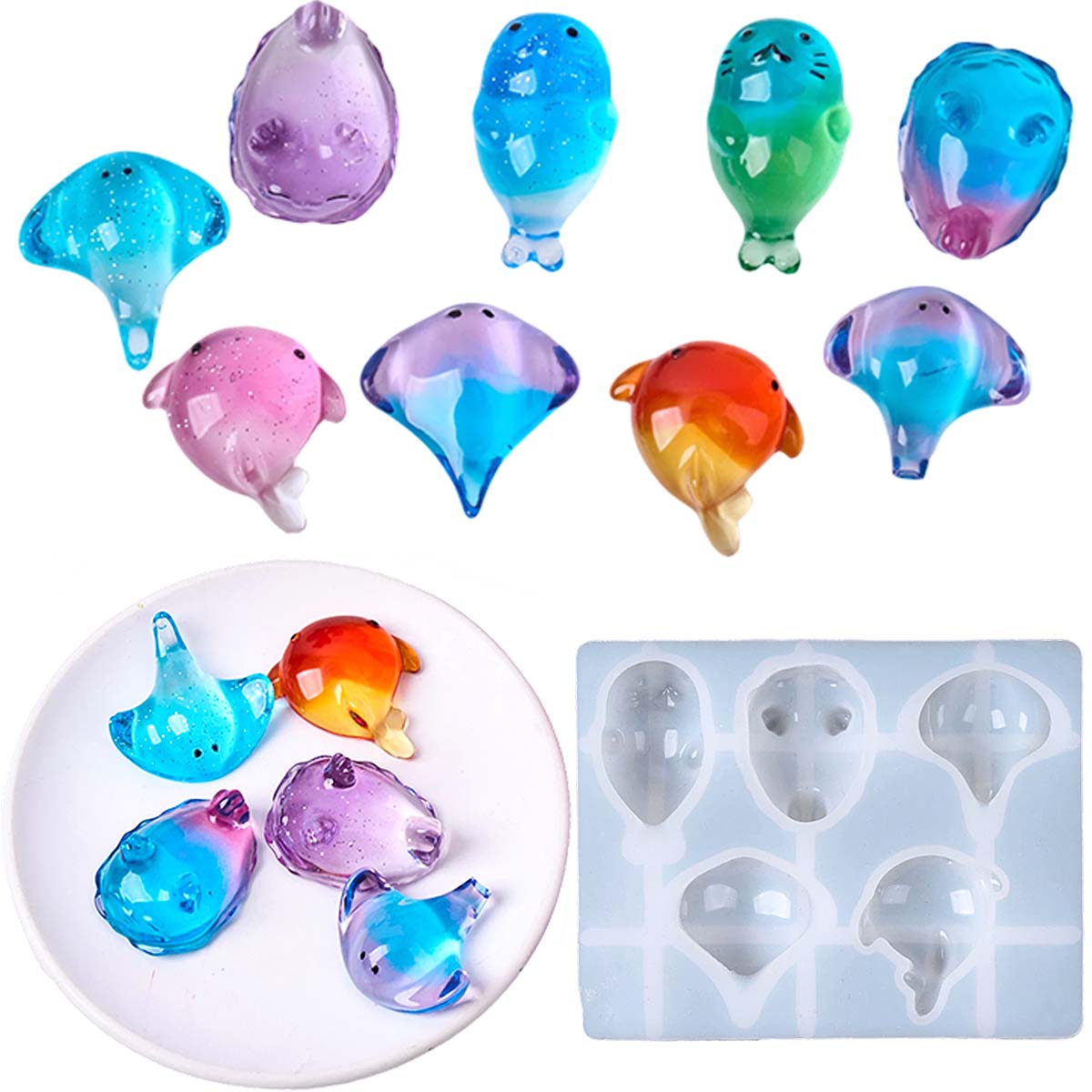 Candle Molds - แม่พิมพ์ซิลิโคนรูปปลากระเบน 3 มิติ สไตล์น่ารัก สำหรับทำพวงกุญแจ จี้กระเป๋า