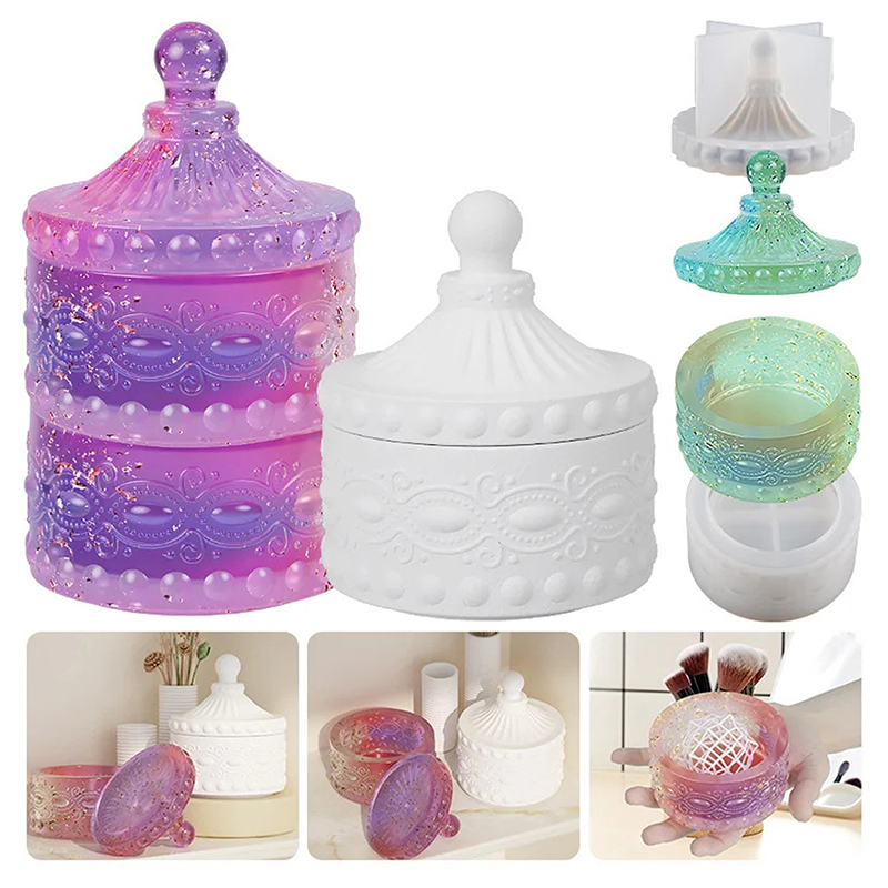Candle Containers - แม่พิมพ์ซิลิโคนลายทางสำหรับทำเชิงเทียน 1 ชุด - กล่องเก็บของลายวงกลม DIY