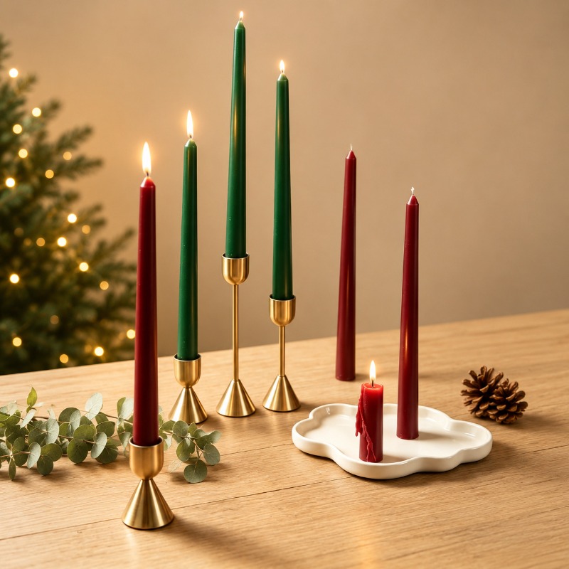 เทียนทรงเรียวสีเบอร์กันดี ด้าม - Silk Candle บทวิจารณ์และราคา