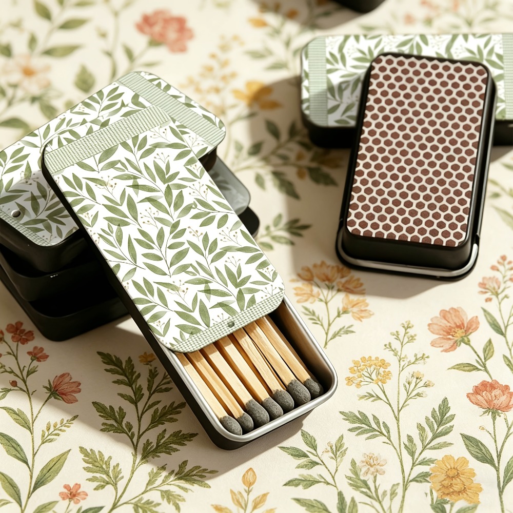 กล่องไม้ขีดลายใบไม้สีเขียว ไม้ - Candle Lighter บทวิจารณ์และราคา