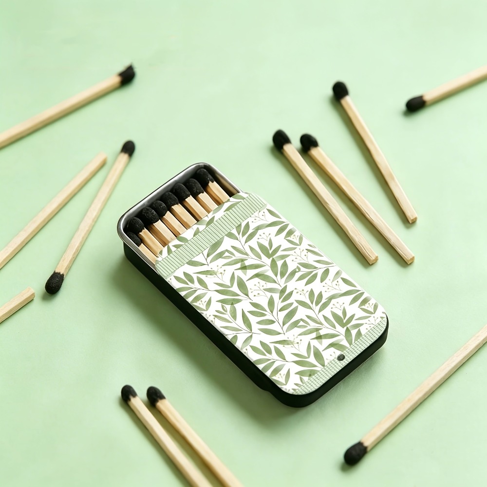 กล่องไม้ขีดลายใบไม้สีเขียว ไม้ - Candle Lighter บทวิจารณ์และราคา
