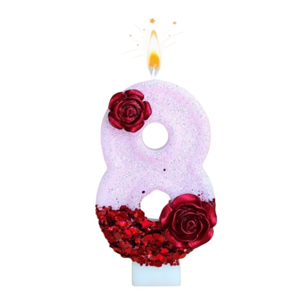เทียนวันเกิดรูปดอกกุหลาบสีแดงก - Paraffin Wax บทวิจารณ์และราคา